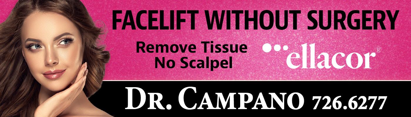 Ellacor non-surgical facelift procedure performed by Dr. Campano, offering tissue removal without scalpels for rejuvenated skin.